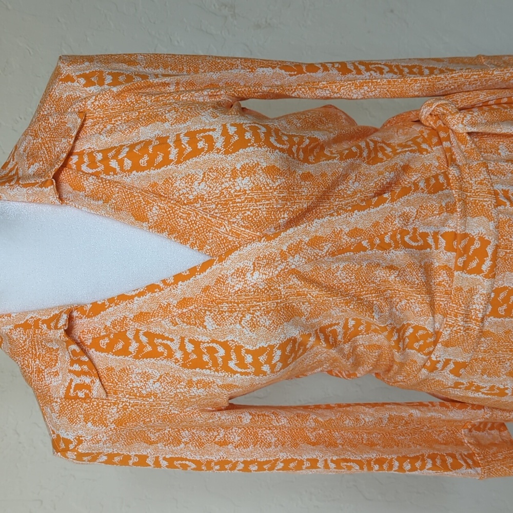 Diane Von Furstenberg Celeste Long Sleeve Romper in Orange Oasis Snakeskin 4 - Picture 2 of 11